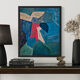 Abstract table blue green red 60x50 cm painting signed