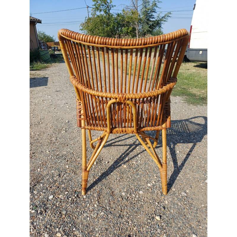 Vintage rattan and wicker armchair