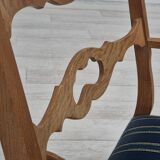 1970s, Danish design, oak wood rocking chair with footstool, furniture wool, original condition.