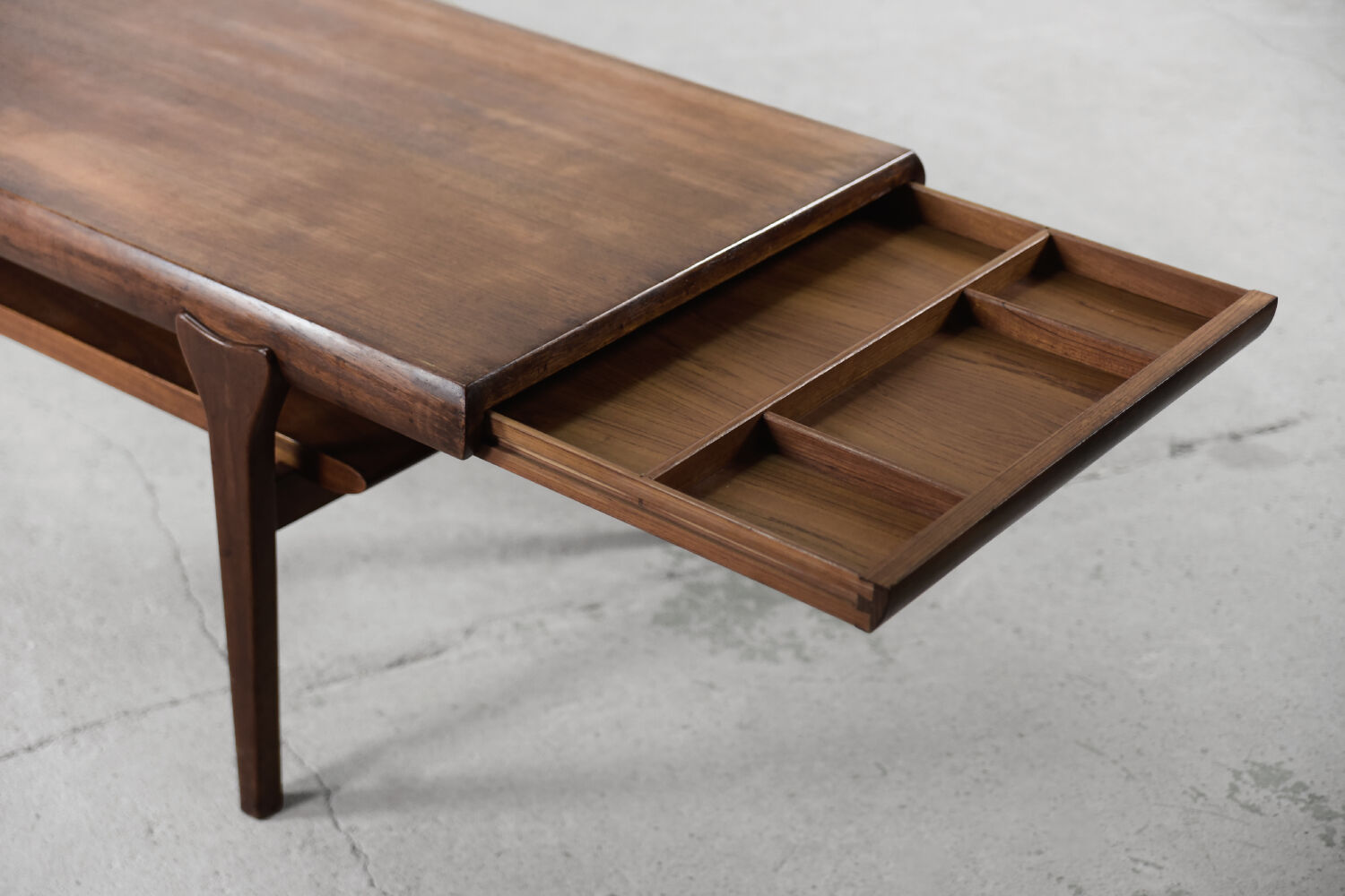 Danish extendable teak coffee table with drawer, 1960s