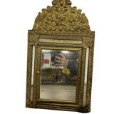 Wall cabinet / vintage mirror in gilded brass