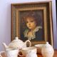 Old painting portrait young boy