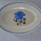 Oval flat earthenware blue flowers 519112 Badonviller