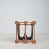 Double magazine holder in wood with linen, 1960s