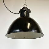 Industrial bauhaus black enamel pendant lamp, 1930s