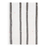 Kilim Vintage Turc Rayé, Noir et Écru, Tissé Main, Style Moderne, 144x202Cm