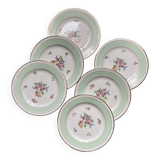 6 Amandinoise half-porcelain flat plates with mint flowers