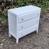 Chest of drawers 3 drawers feet compass year 50 vintage white