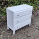 Commode 3 tiroirs pieds compas année 50 vintage blanc