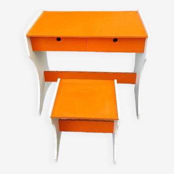 Bureau enfant et son tabouret, 1970, formica