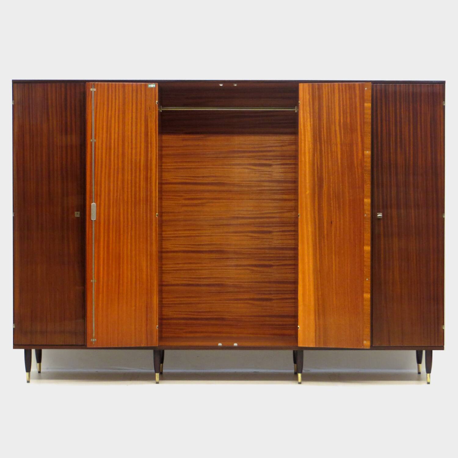 Large vintage mid century modern 6-door wardrobe in teak, 1960s
