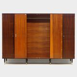 Large vintage mid century modern 6-door wardrobe in teak, 1960s
