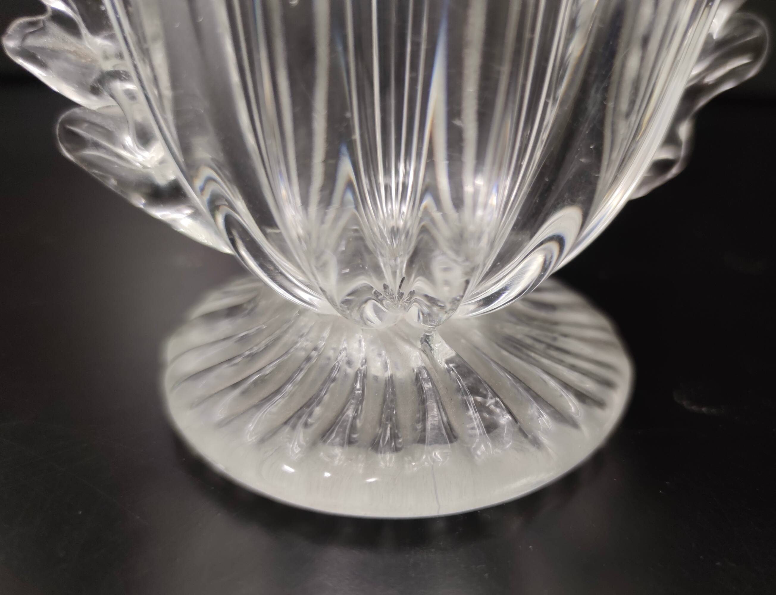Transparent Murano Glass Vase attr. to Barovier and Toso, Italy