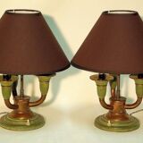 Paire de lampes Art Déco en laiton patiné