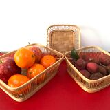 Trio of rattan and bamboo baskets