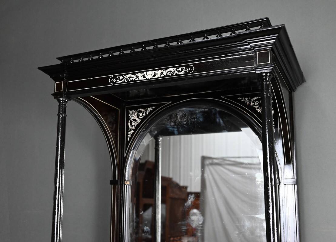 Display Cabinet in Blackened Pear Wood, Napoléon III period – 2nd half of the 19th century