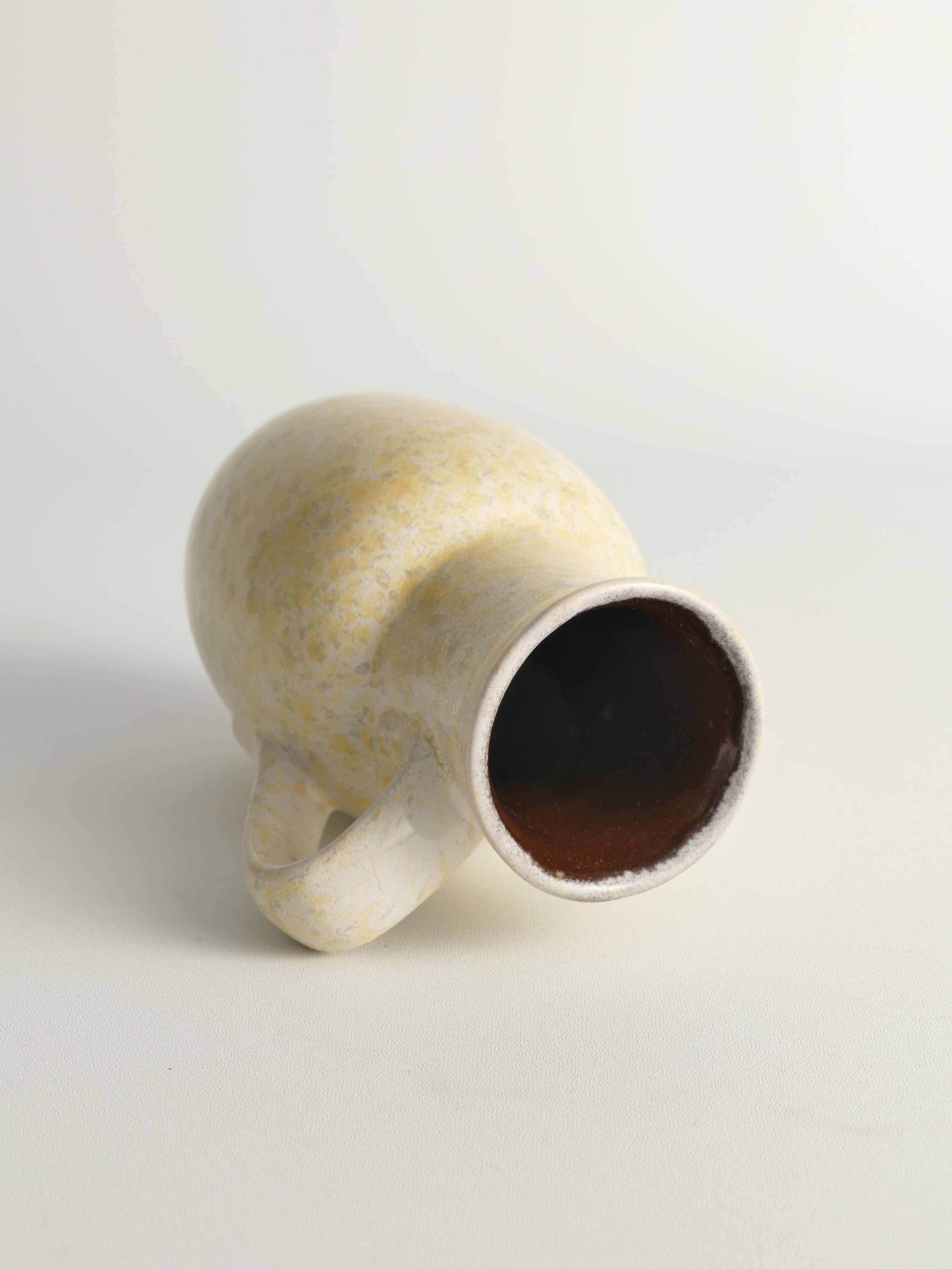 Mid-Century Modern Grey & Yellow Stoneware Vase with Handle by Strehla, Germany