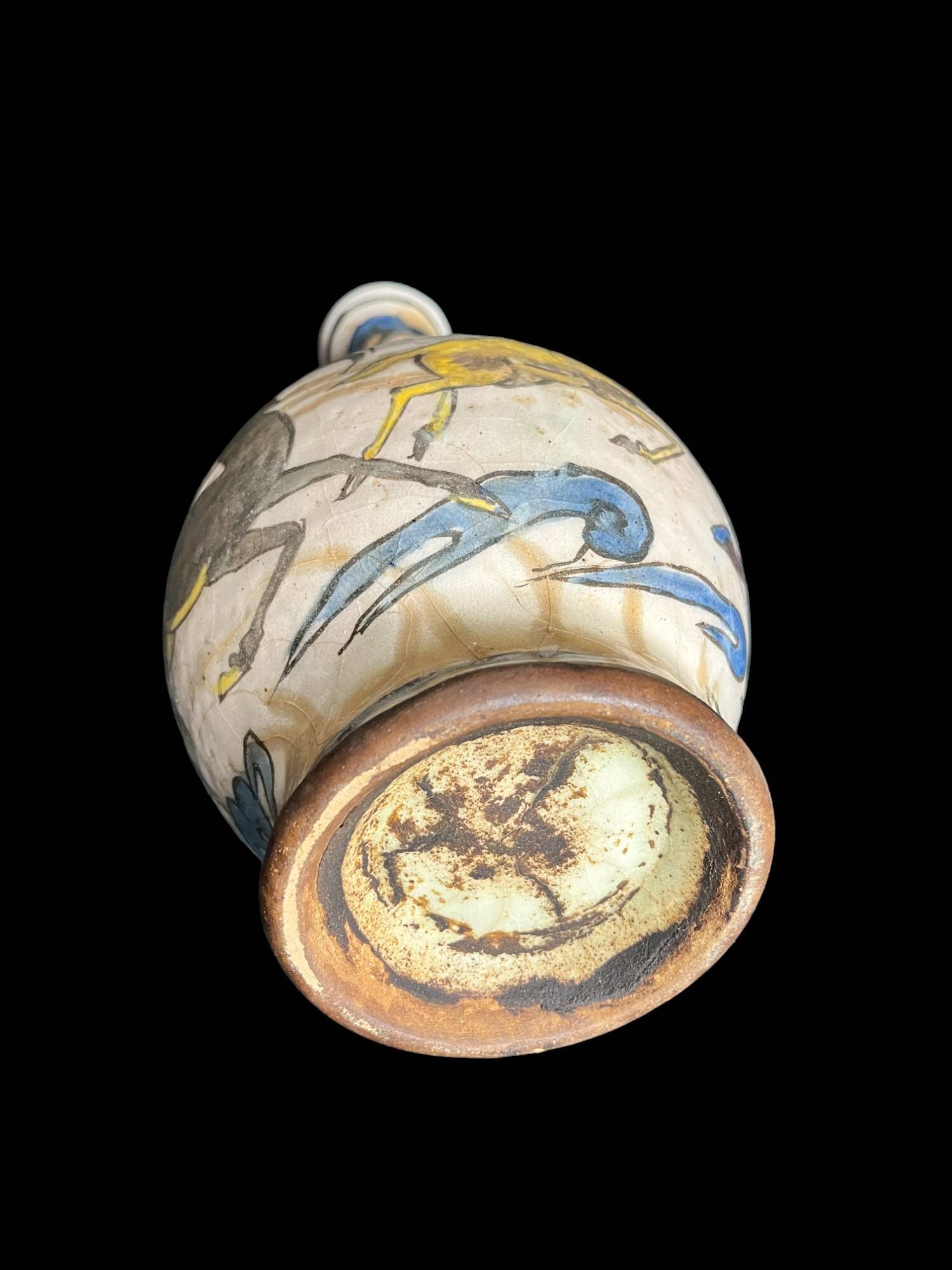 Iran, vase céramique polychrome décor cavalier IXème