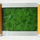 Original Art Deco vintage design plateau in green glass, wood and aluminium.
