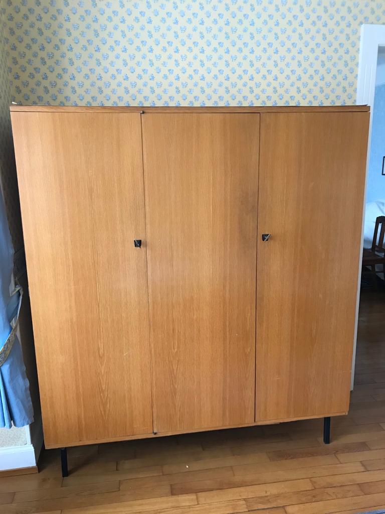 Vintage wardrobe veneer blond oak varnished