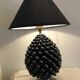 Black Italian ceramic pigna lamp 1970