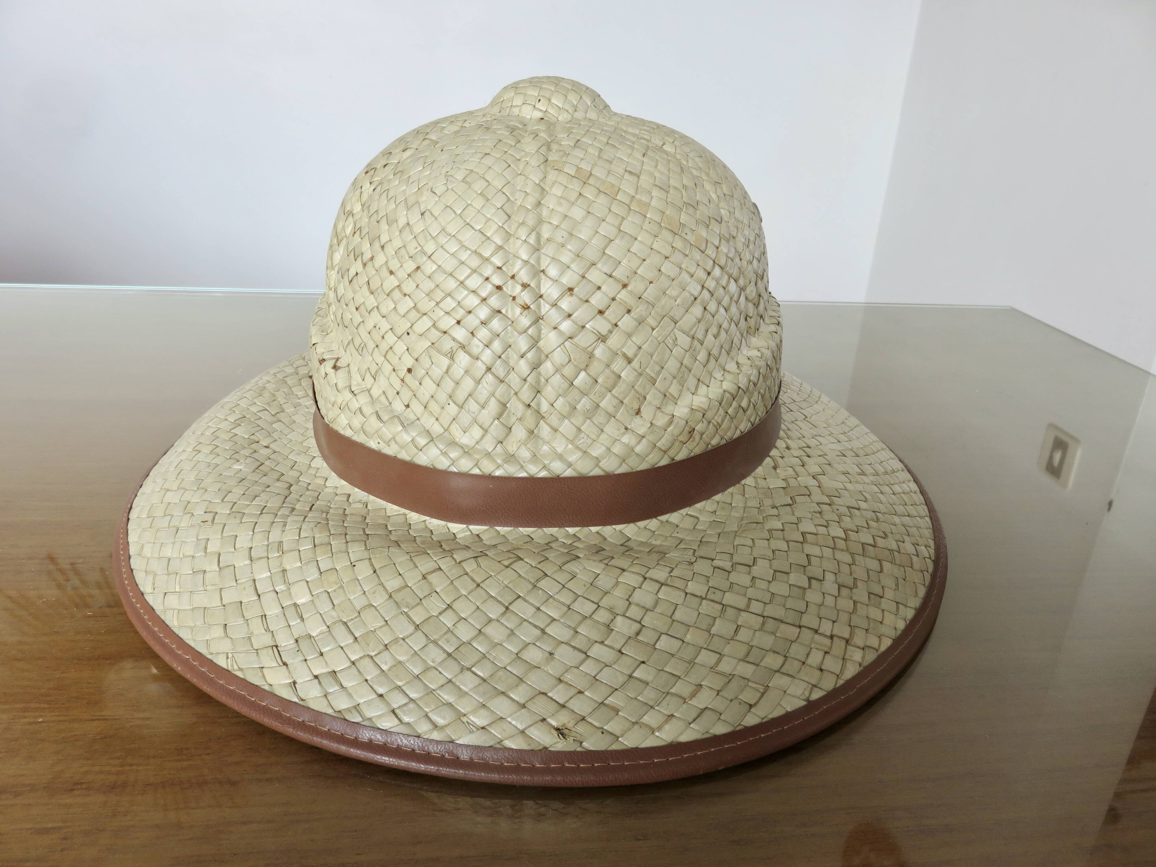 Hat, colonial helmet, wicker, wall decoration, 60s 70s