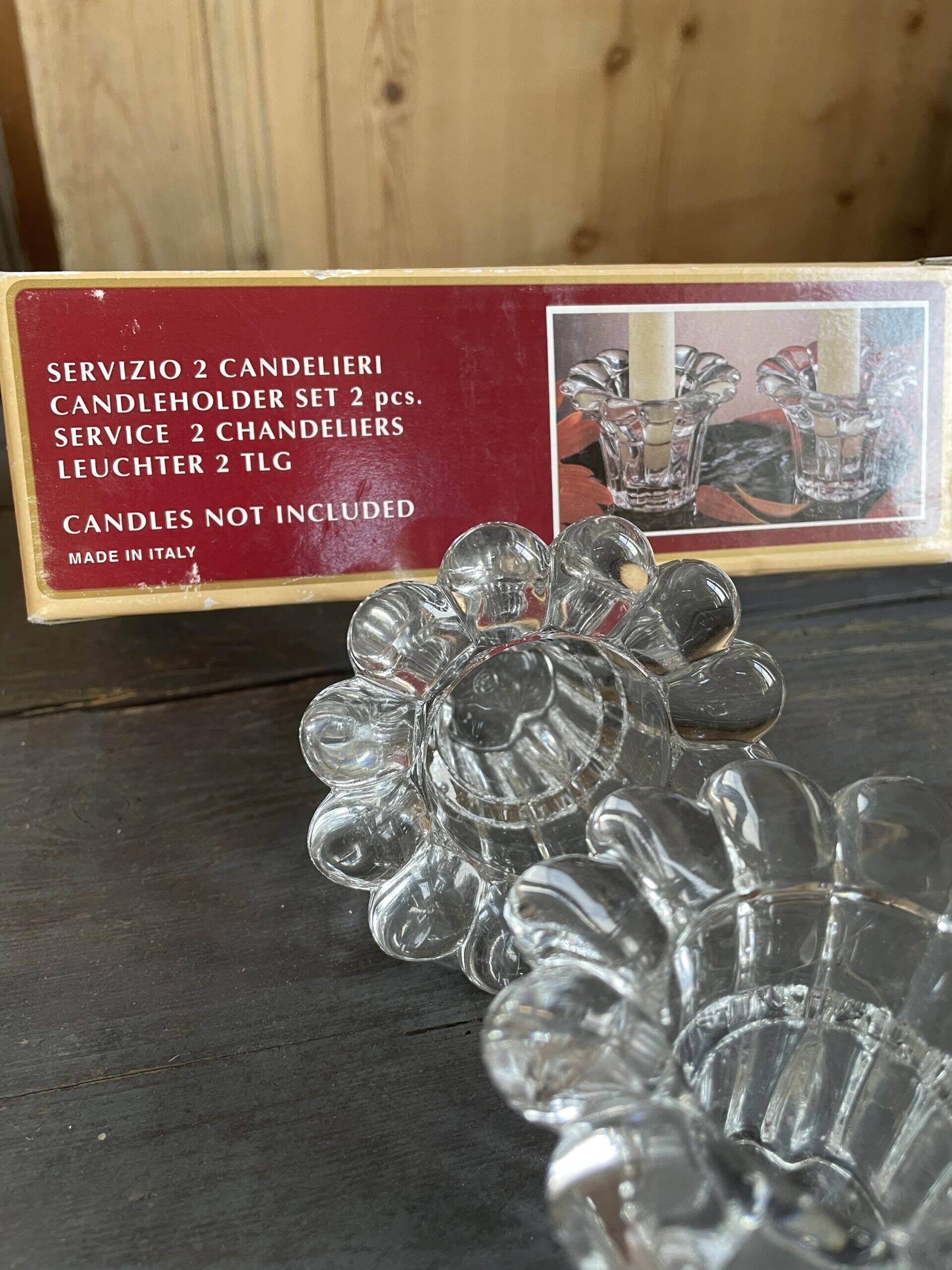 Pair of Italian glass candlesticks