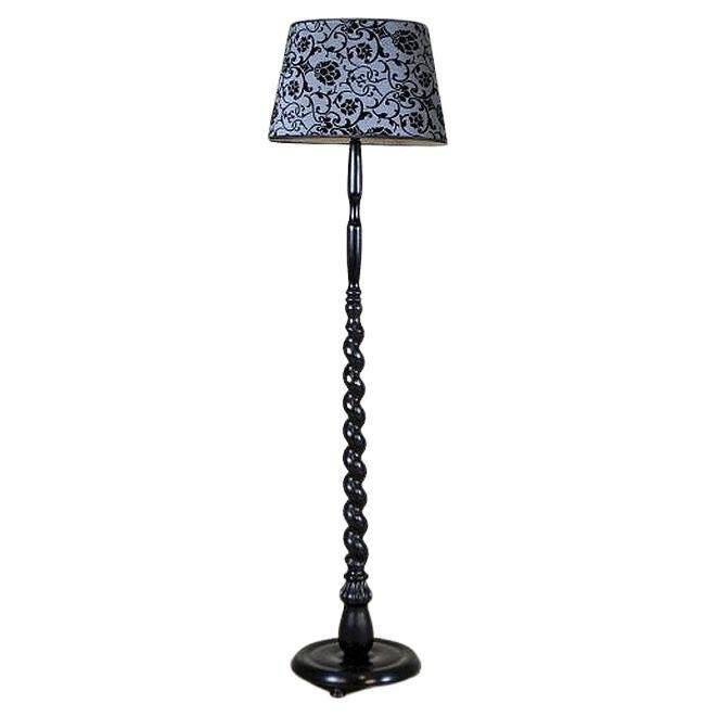 Early 20th Century Floor Lamp with Floral Fabric Shade, 1950s