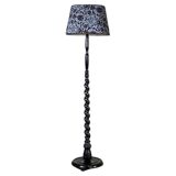 Early 20th Century Floor Lamp with Floral Fabric Shade, 1950s