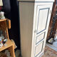 Antique bonnetière in cream and blue painted wood – in its original condition.