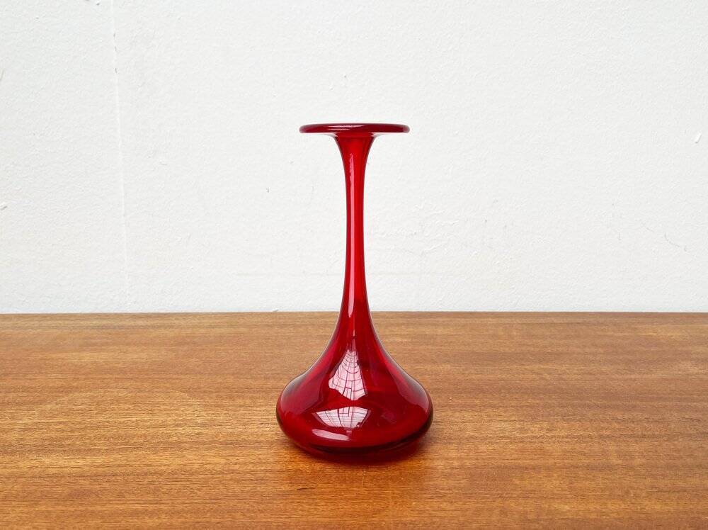 Vintage red glass solifleur vase by Cari Zalloni for WMF.