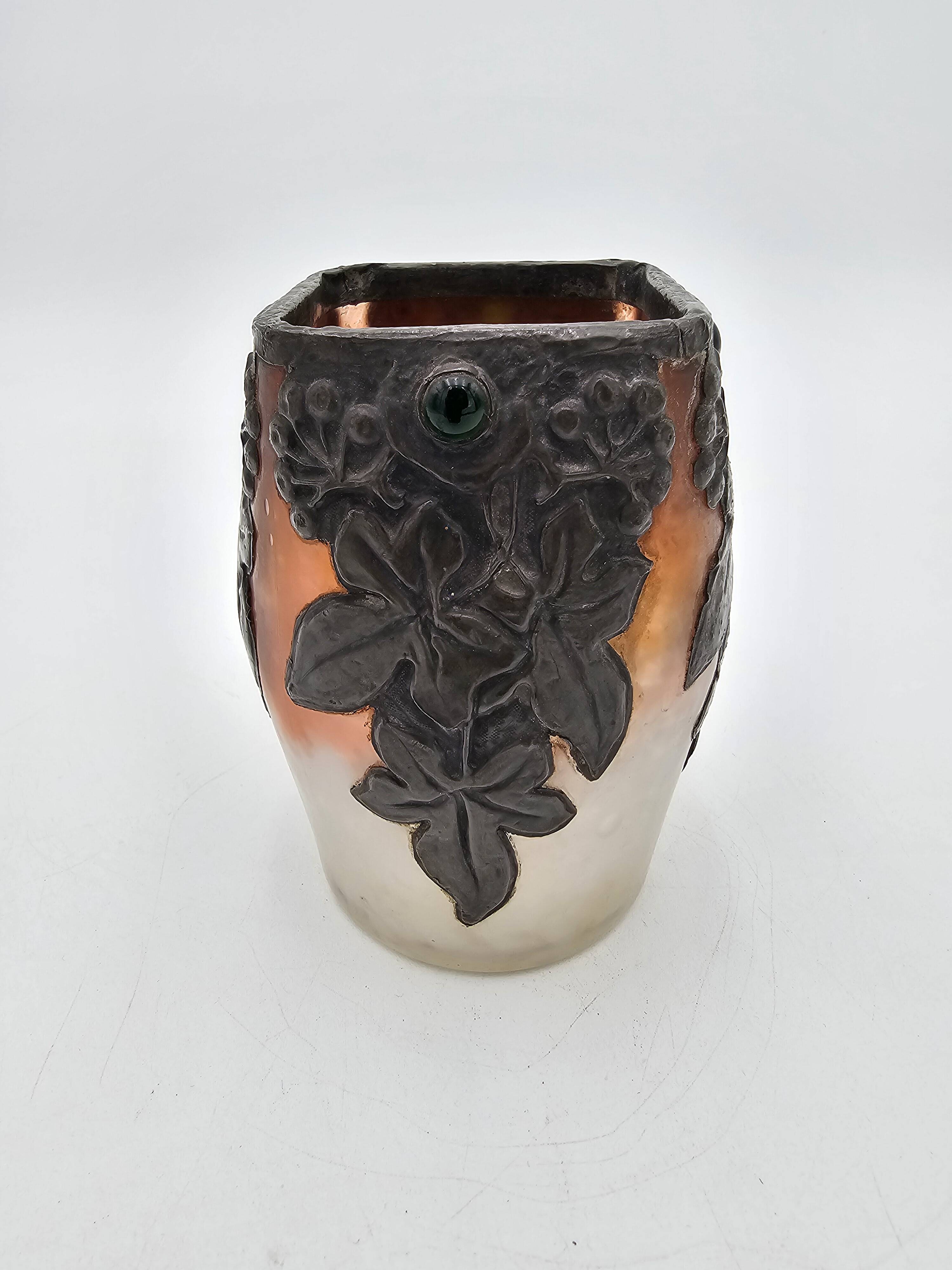 Tevan Margit Art Nouveau Glass Paste Vase