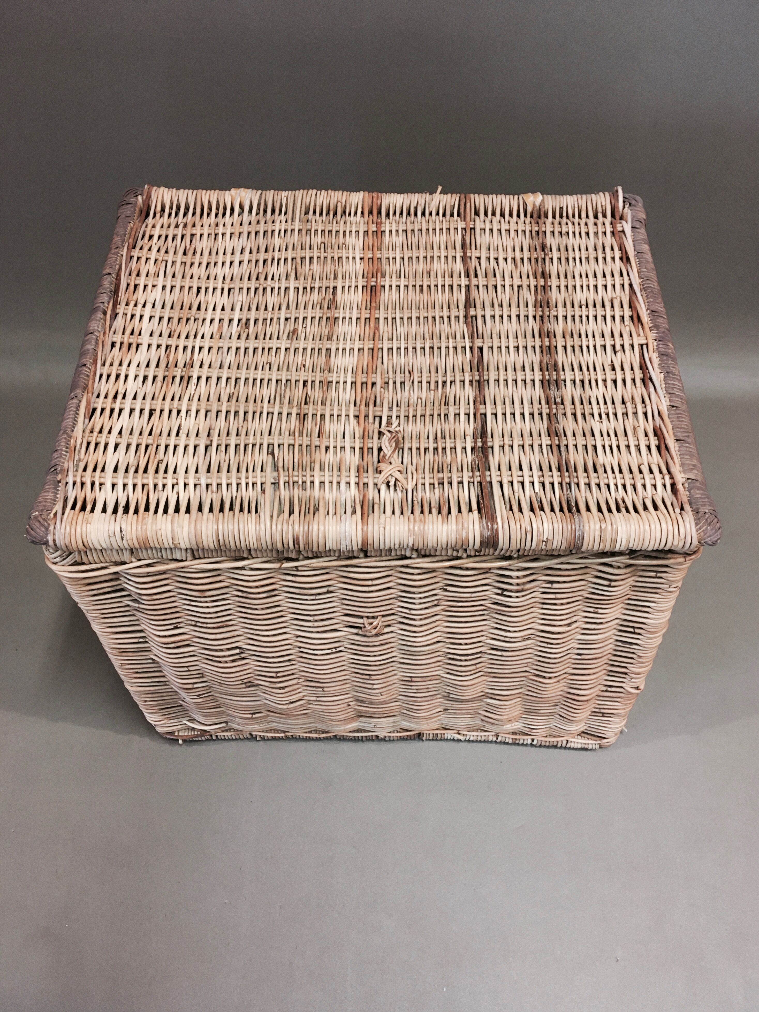 organic rattan and leather trunk