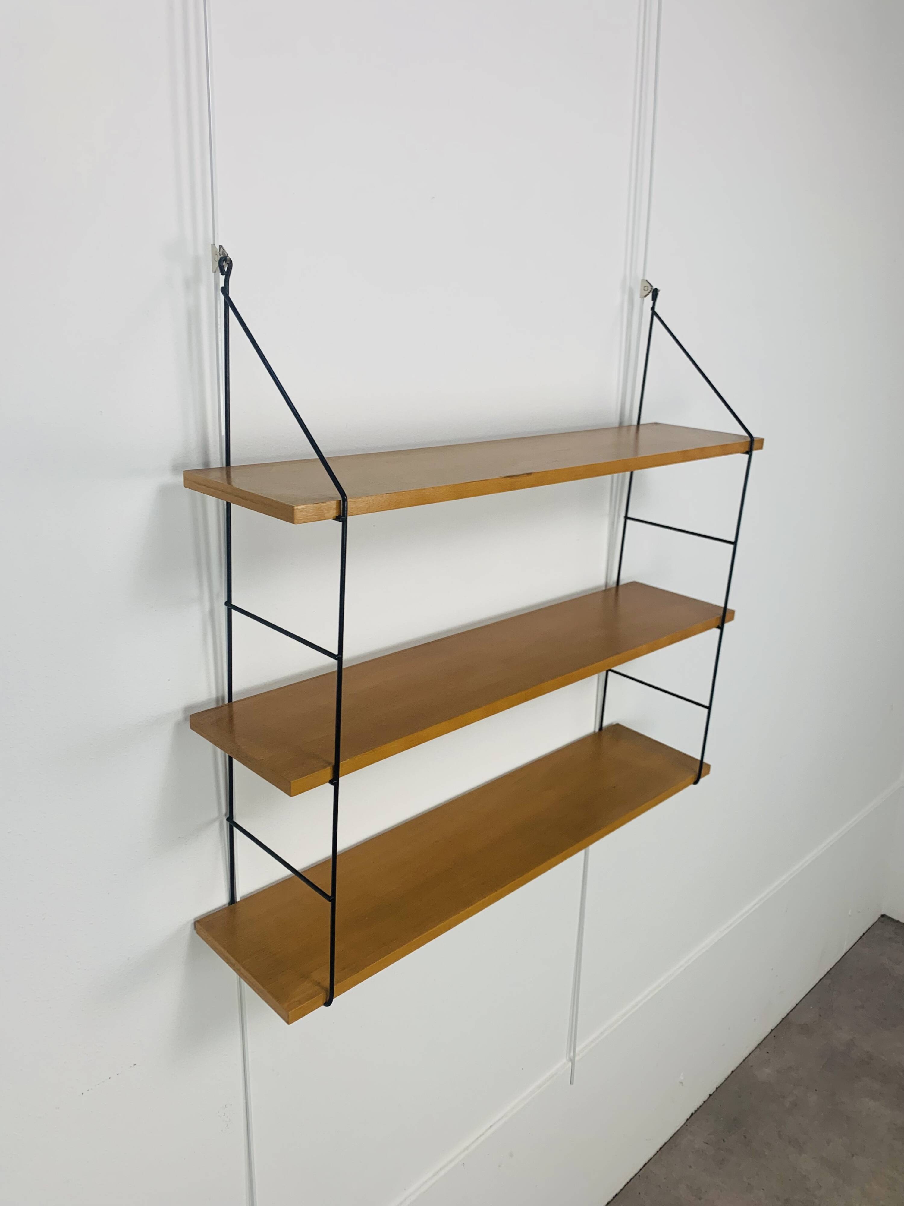 Wooden and metal string shelf, 1960s