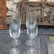 4 champagne flutes in transparent glass model Isabelle vintage 1970