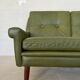 Vintage Danish mid-century Svend Skipper 3 person sofa in olive green leather 1965