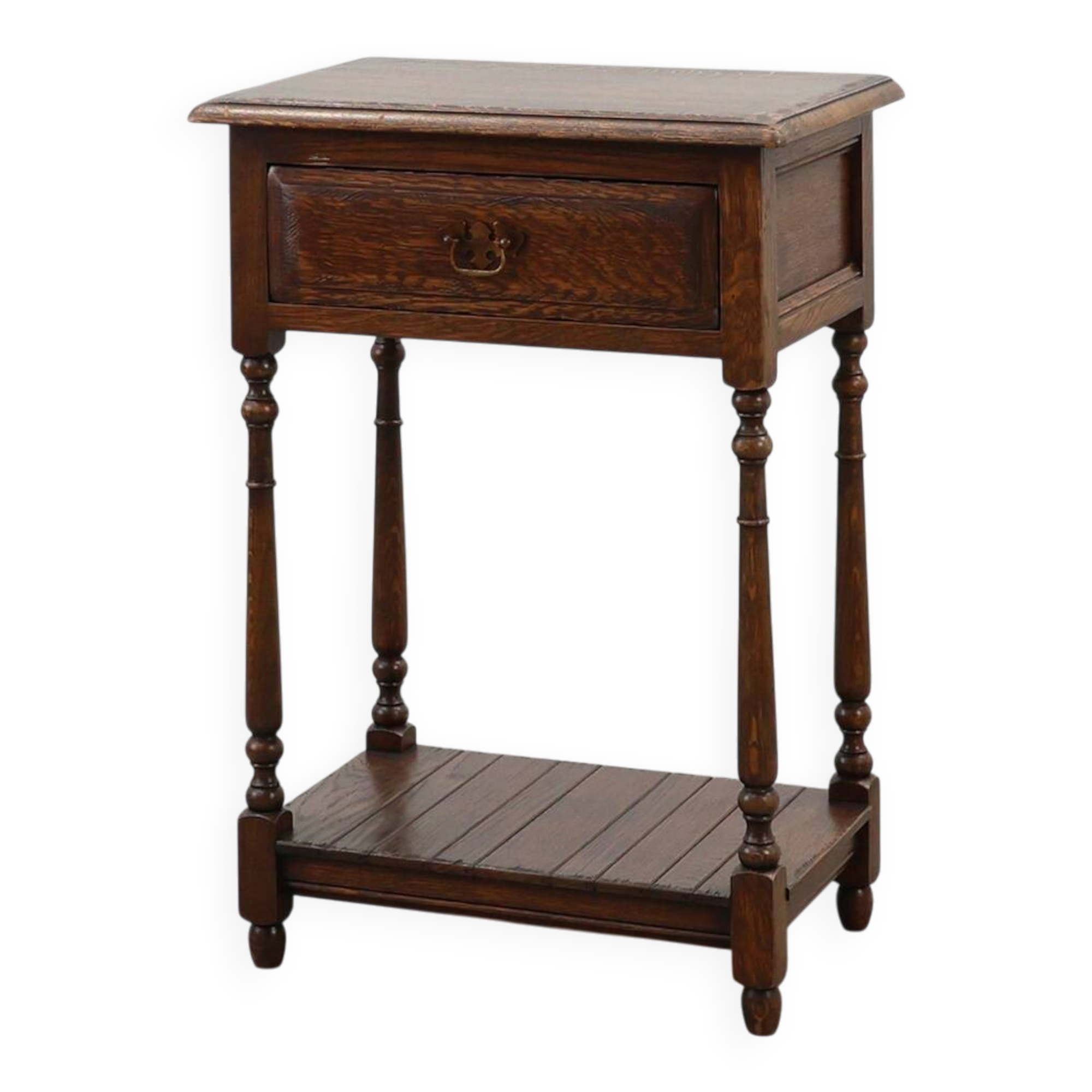 Small rustic cabinet with drawer or nightstand in oak, France 19th century