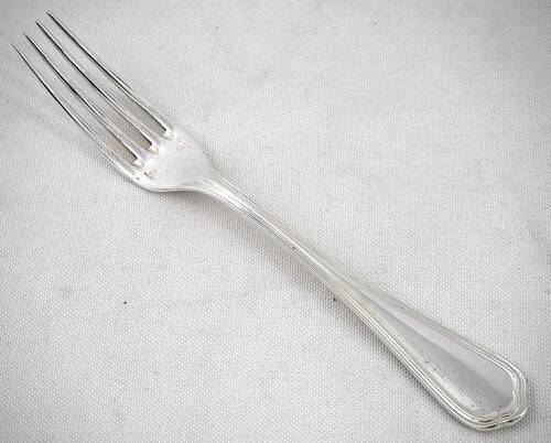 Christofle Spatours 12 table forks, 20.7 cm, silver-plated metal in perfect condition.