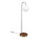 Art Deco chrome floor lamp, milk glass, walnut base, 1930s Czechoslovakia