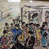 lively scene at the "craktie" bar around 1920 by André Meurisse (watercolor and gouache)