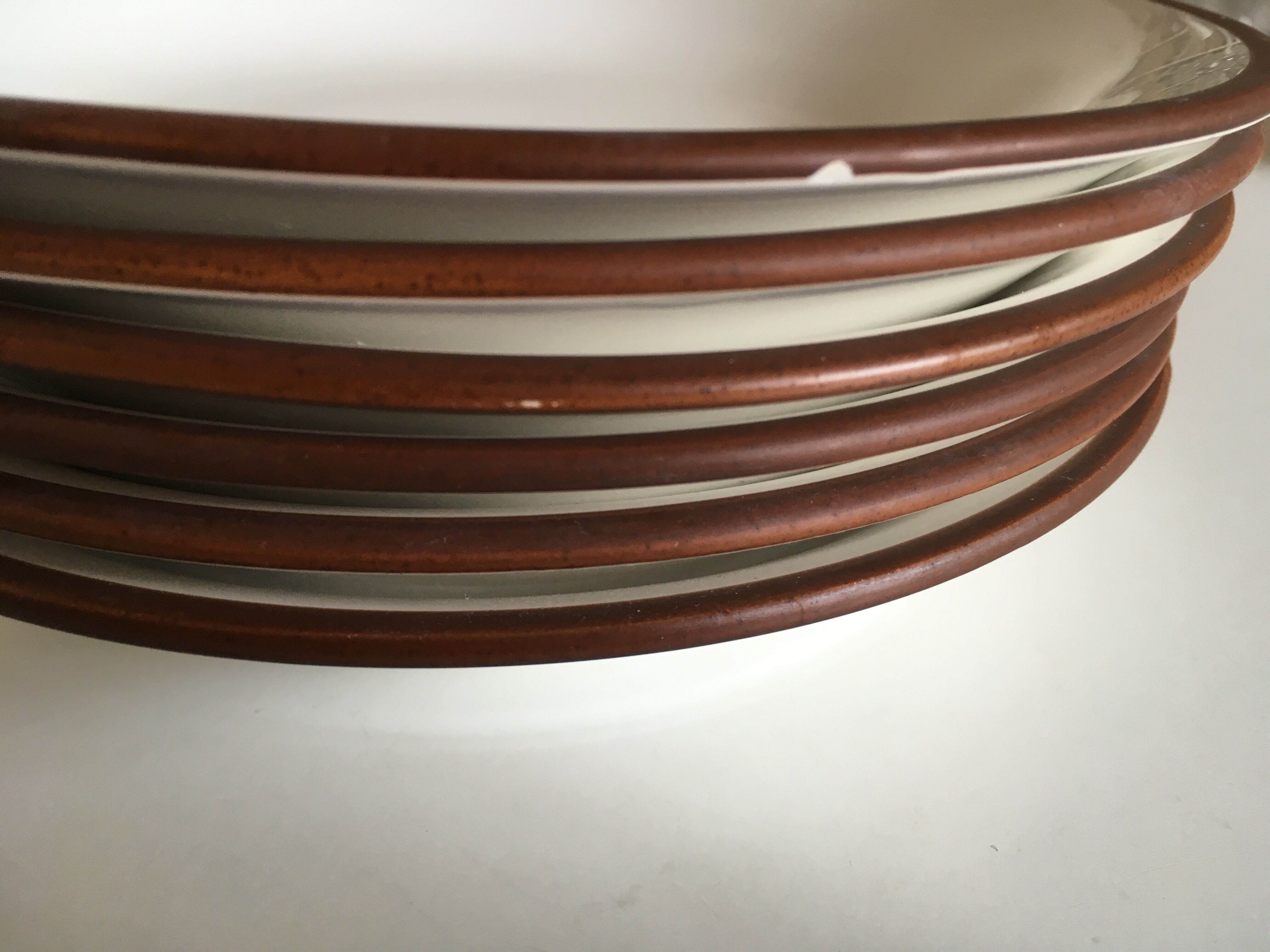 Set 6 plates enamelled earth cap Siena from KMK 1965