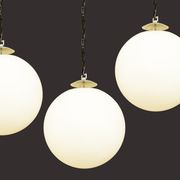 Set of 3 opaline pendant lights from the 60s