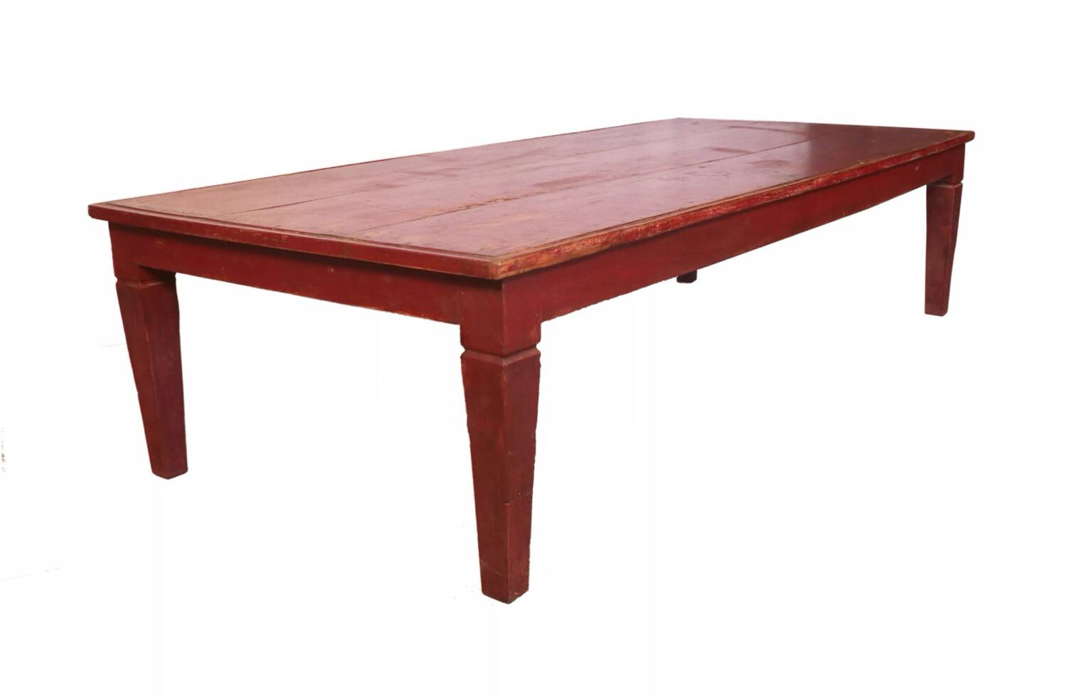 Antique Burmese teak coffee table with original red patina