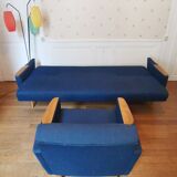 Duo 1 sofa daybed 1 club chair year 50 60 blue