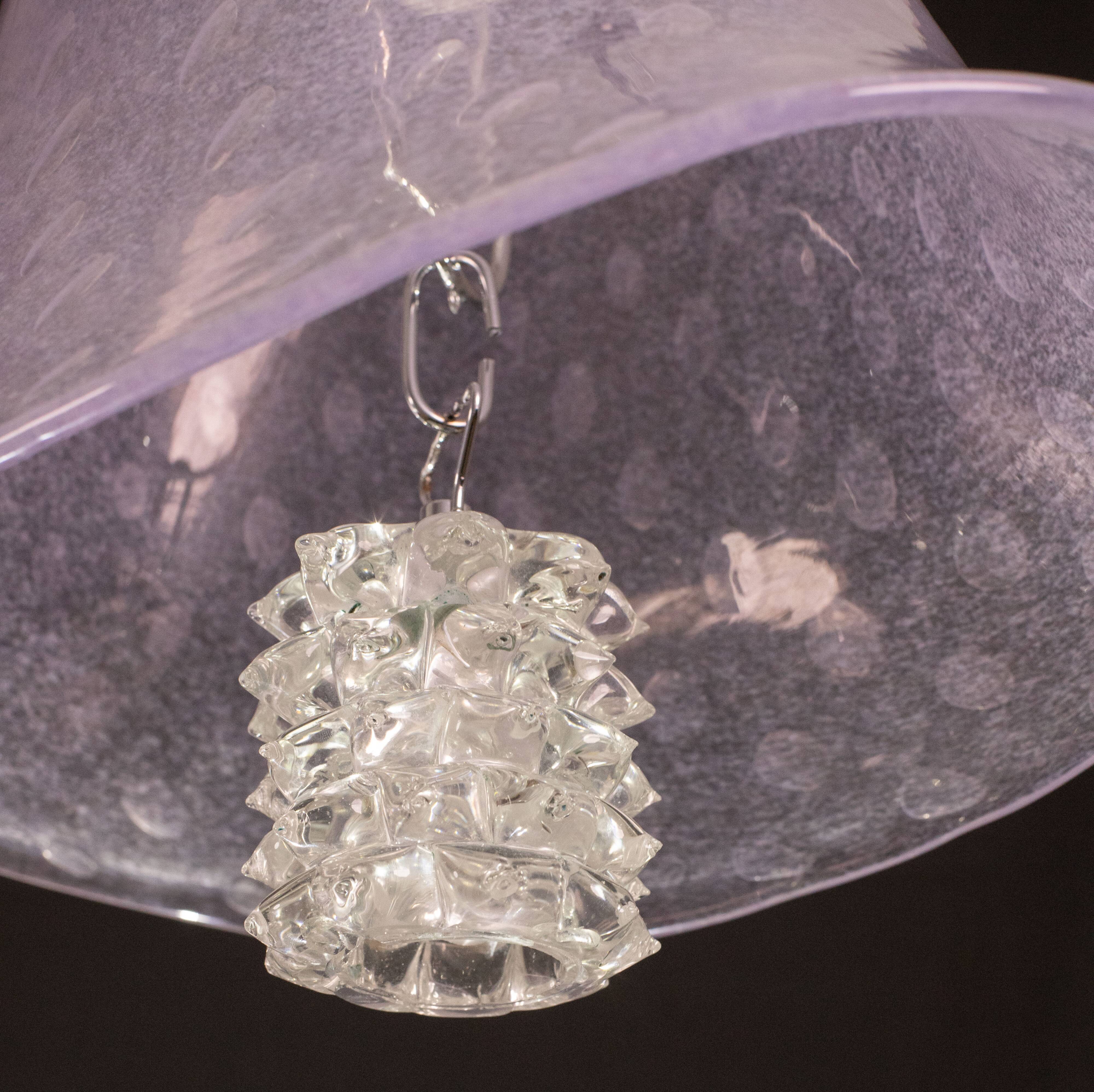 Elegant Barovier e Toso Lantern in Bubble Glass with a Rostrato glass element