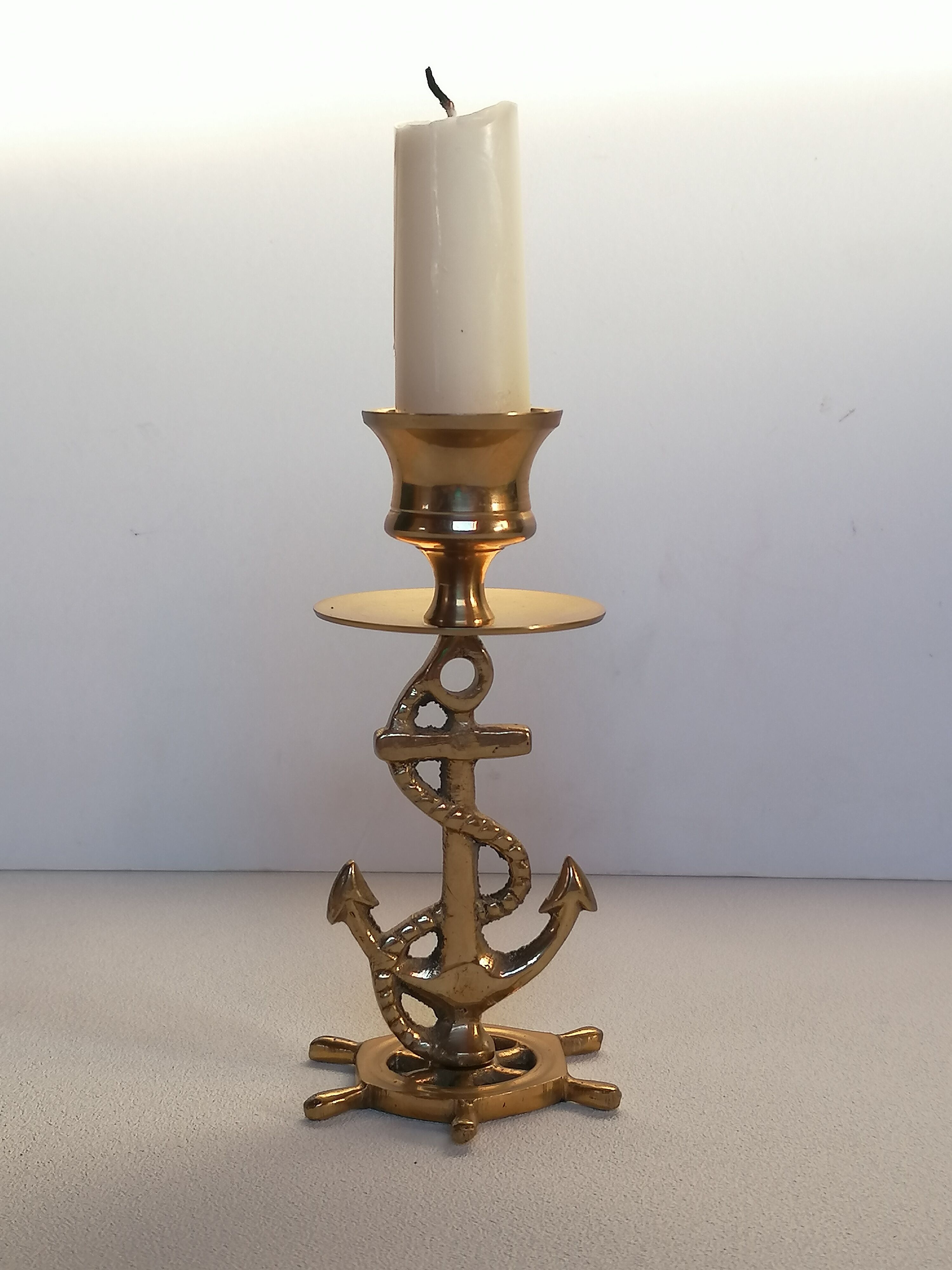 Brass candle holder marine anchor