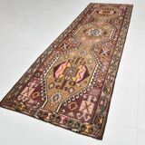 4x13 Kilim Long Wide Brown Handmade Turkish Kilim Runner Rug, 131x404 Cm