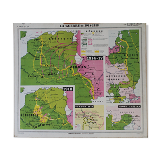 Carte scolaire ancienne N°234 La Guerre de 1914-1918 /L'Europe de 1919 à 1935