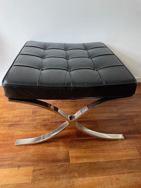 Vintage leather ottoman stool