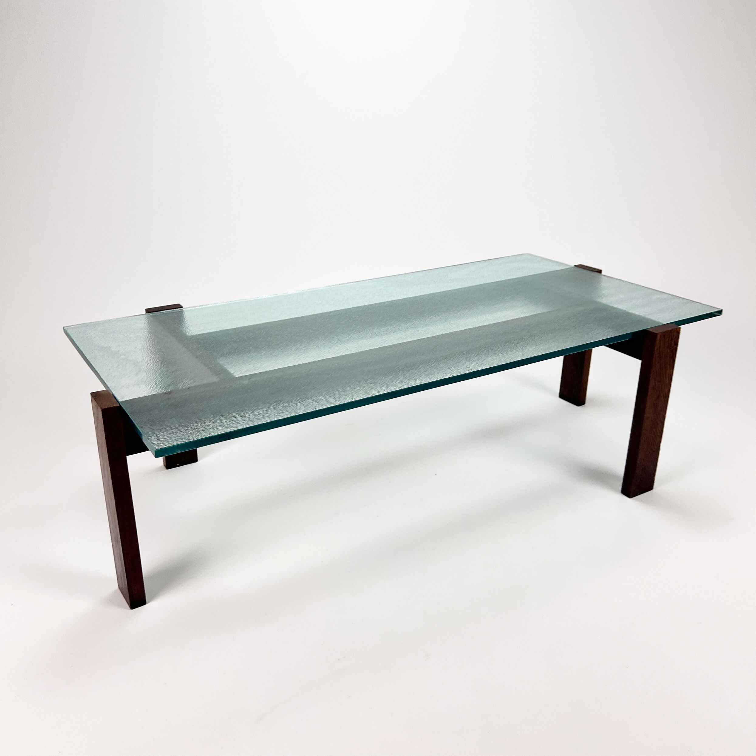 Wengé and glass coffee table, 1960s